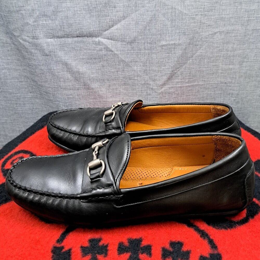 %Size 12D Allen Edmonds "SEBASTIAN" Leather BIT Driving Loafers Black / D4